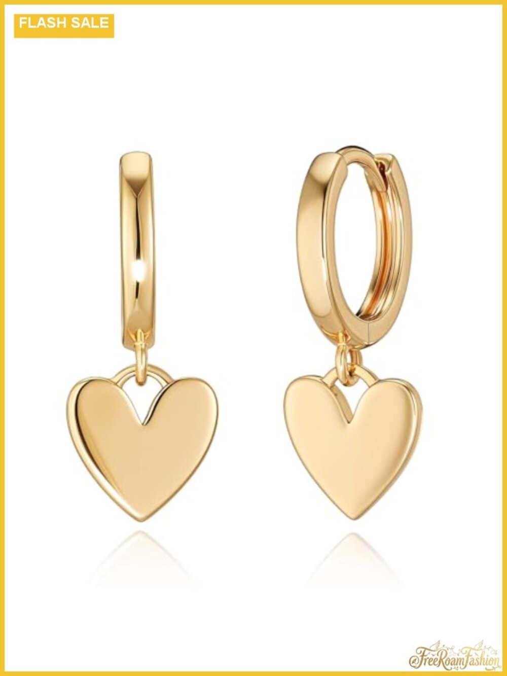 14K Gold Plated Heart Huggie Hoop Earrings for Women Hypoallergenic Dainty